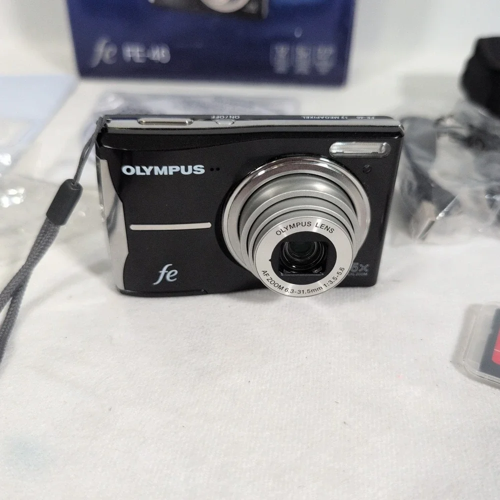 Olympus FE-46 12.0MP Digital Camera Y2K Black With Box Sd Card Tested